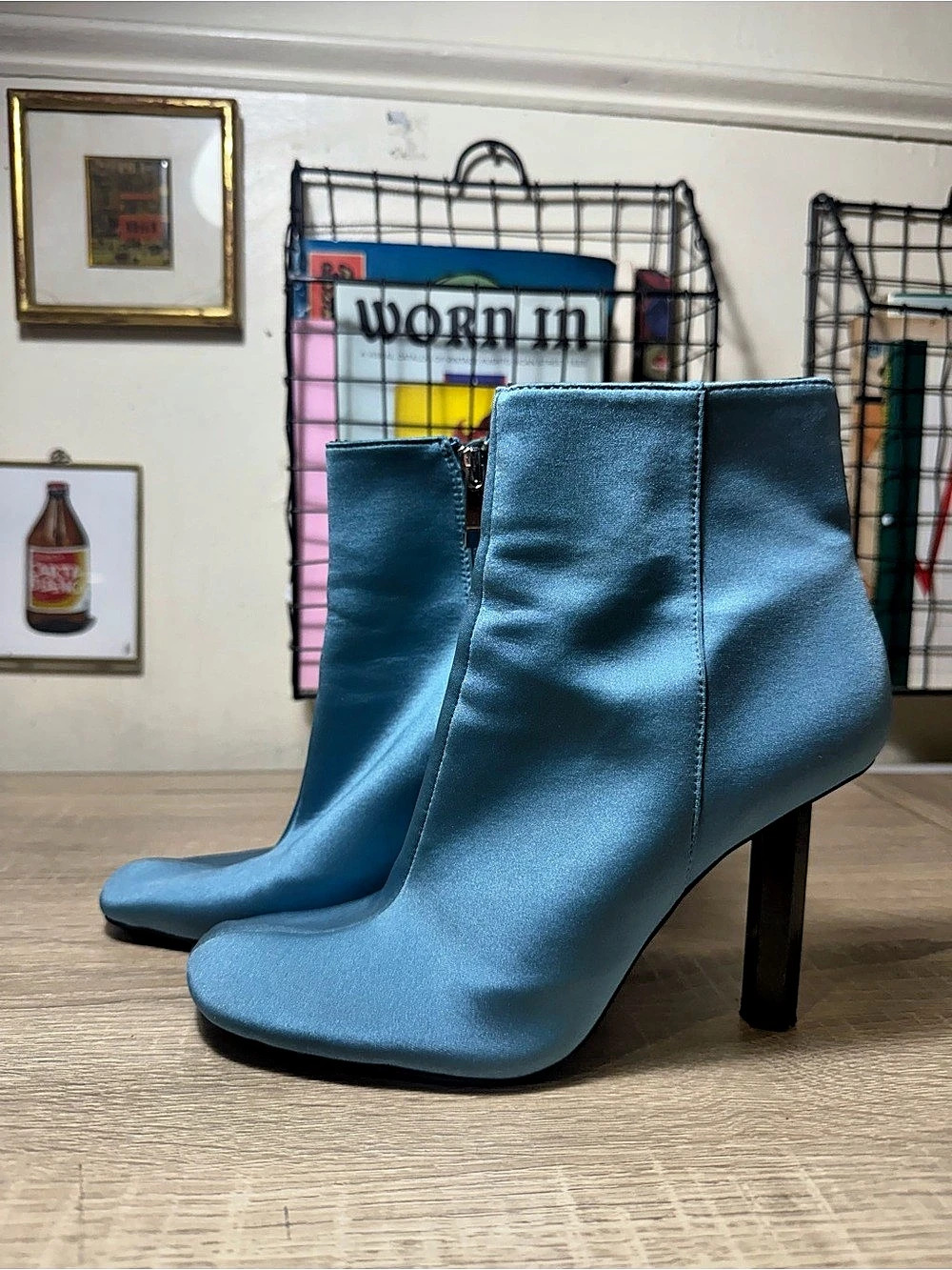 Blue Heeled Ankle Boots